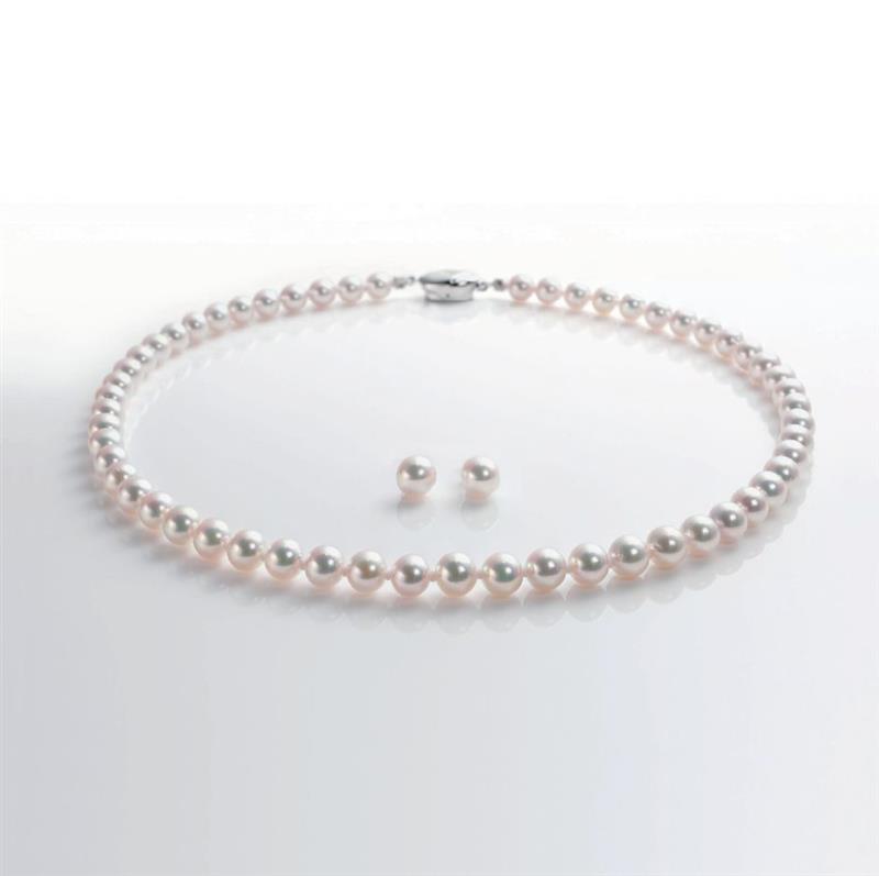 あこや真珠ネックレス+ピアスセット【Mサイズ】-1 あこや真珠ネックレス+ピアスセット【Mサイズ】-1