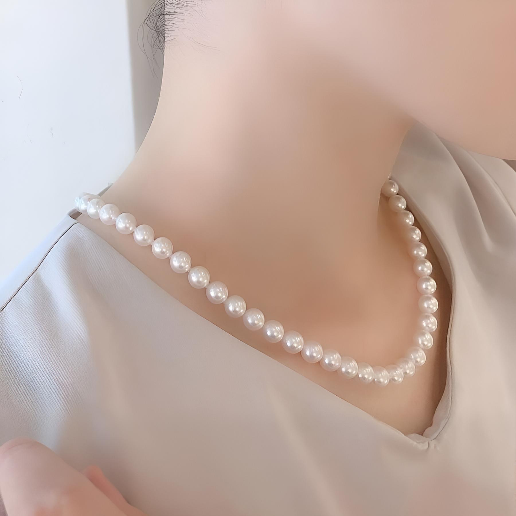 あこや真珠ネックレス+ピアスセット【Mサイズ】-3 あこや真珠ネックレス+ピアスセット【Mサイズ】-3