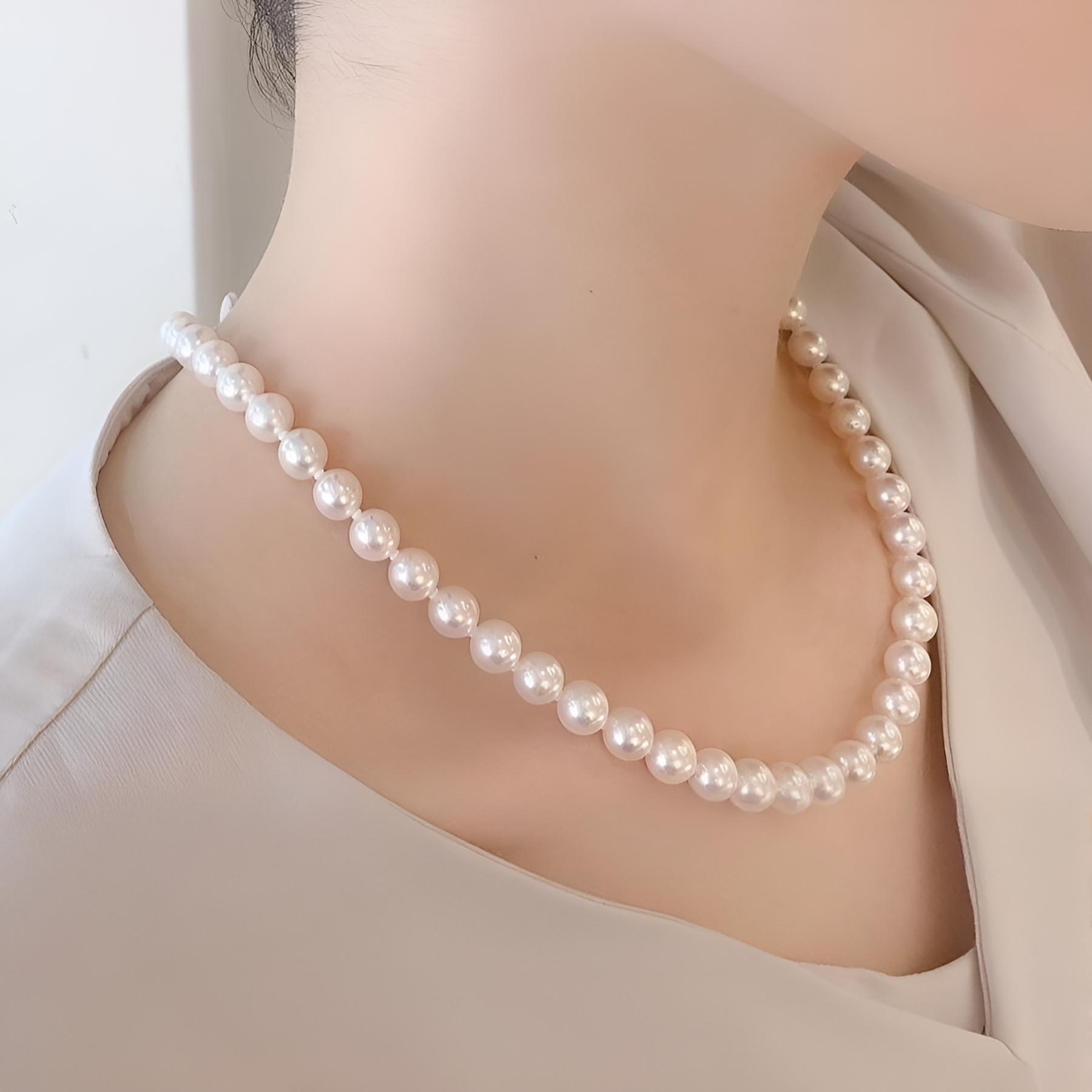 あこや真珠ネックレス+ピアスセット【Lサイズ】-3 あこや真珠ネックレス+ピアスセット【Lサイズ】-3