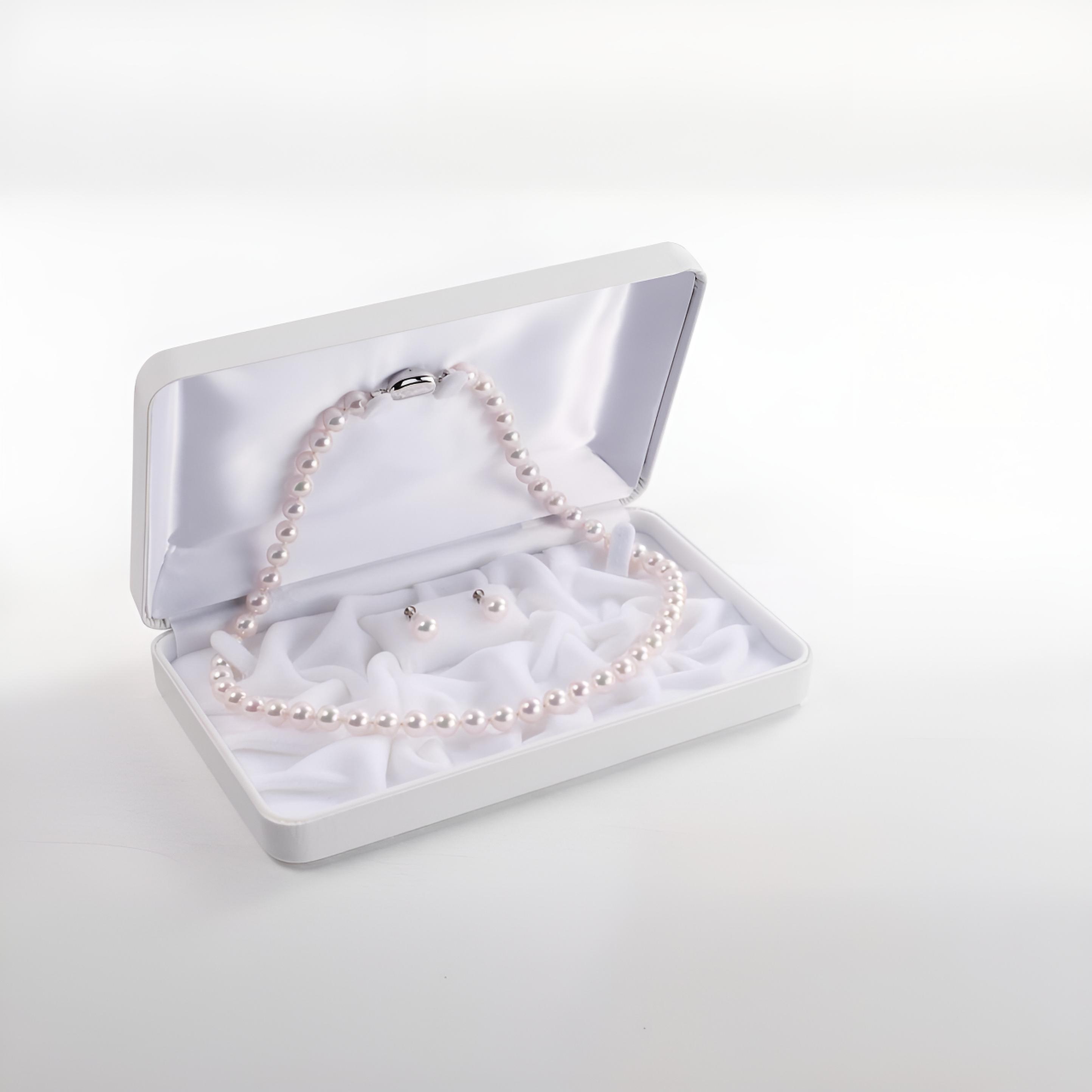 あこや真珠ネックレス+ピアスセット【Lサイズ】-7 あこや真珠ネックレス+ピアスセット【Lサイズ】-7